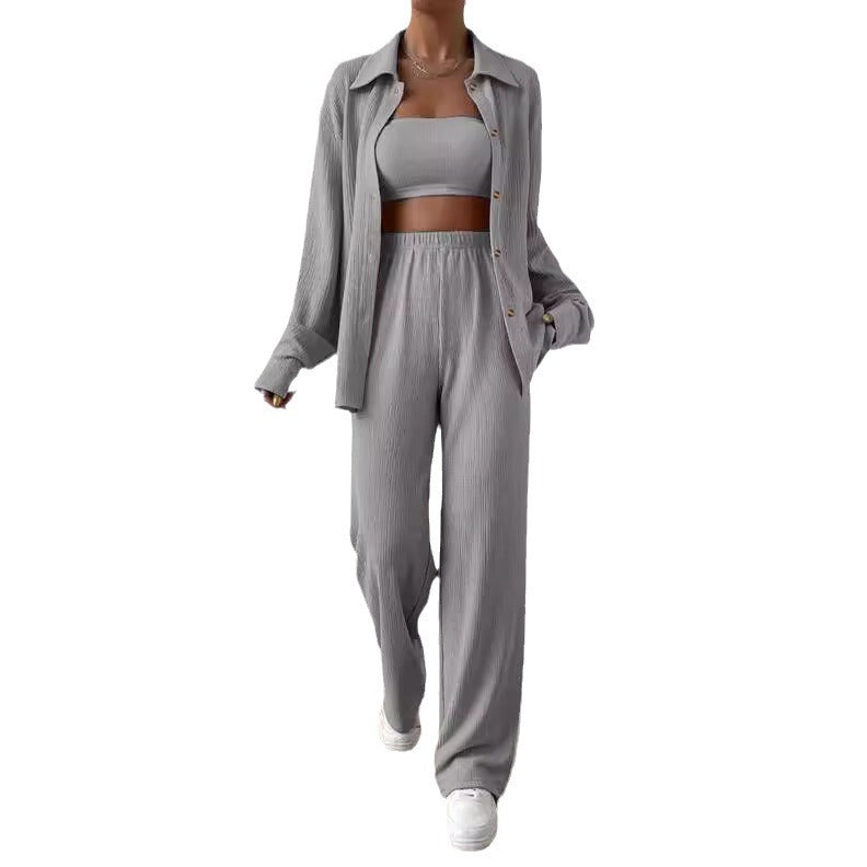 Casual Summer Turnover Collar Two Pieces Suits