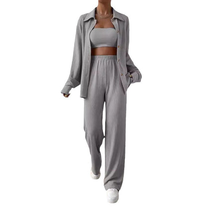Casual Summer Turnover Collar Two Pieces Suits
