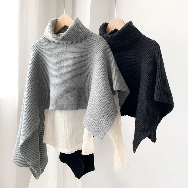 Fashion High Neck Knitted Cloak Scarves