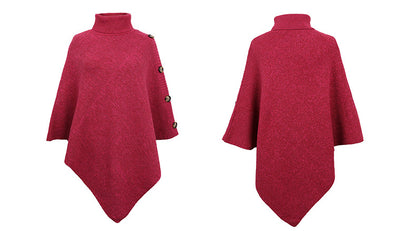 Casual High Neck Knitted Cloak Coats for Women
