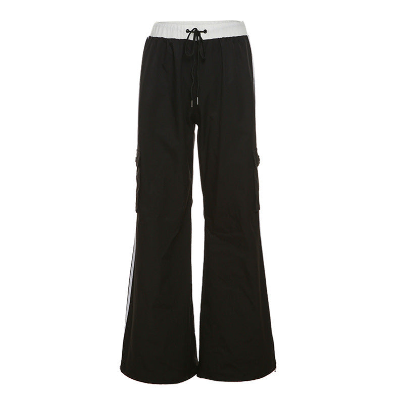 Fashion Black High Waist Black Ankle Tied Pants
