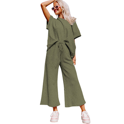 Casual Summer Drawstring Two Pieces Women Suits