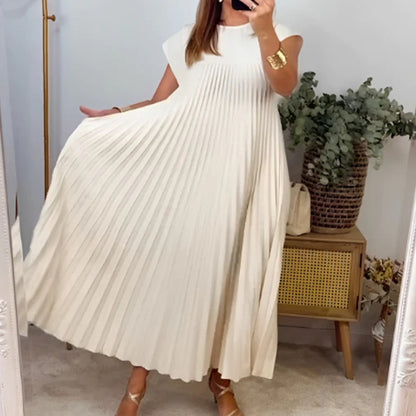 Casual Round Neck Sleeveless Women Long Dresses
