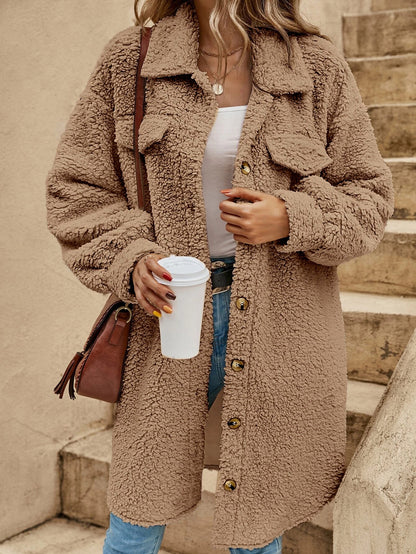 Fashion Turnover Collar Women Long Outerwear