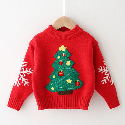 Christmas Tree Design Pullover Sweaters for Kids