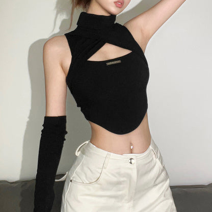Sexy High Neck Sleeveless Midriff Baring Tank Tops