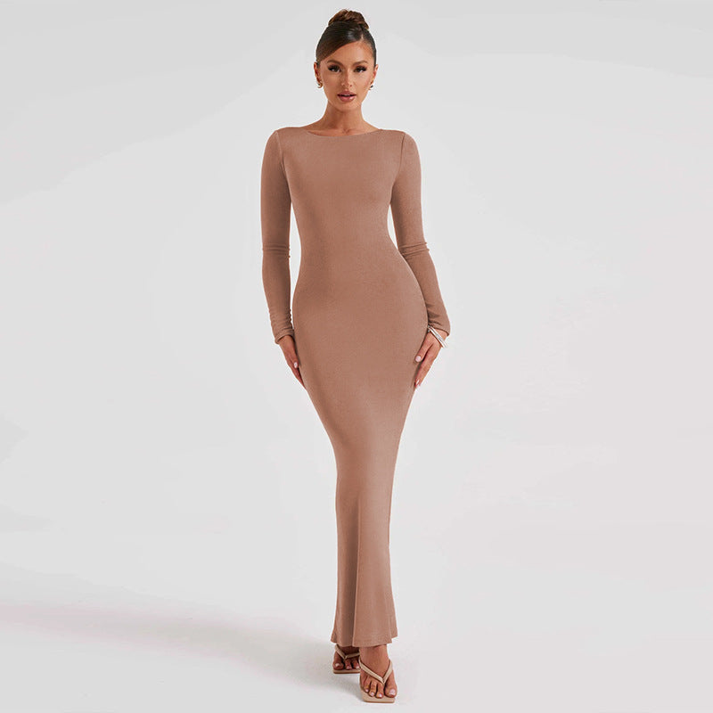Sexy Backless Lace Up Long Sleeves Dresses