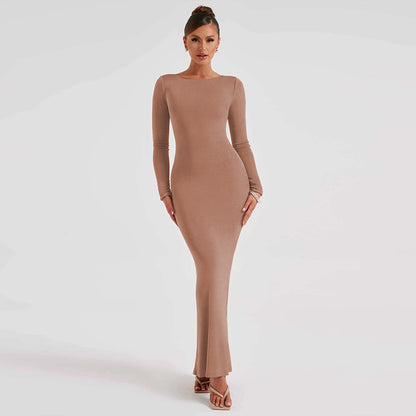 Sexy Backless Lace Up Long Sleeves Dresses