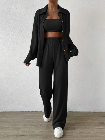 Casual Summer Turnover Collar Two Pieces Suits