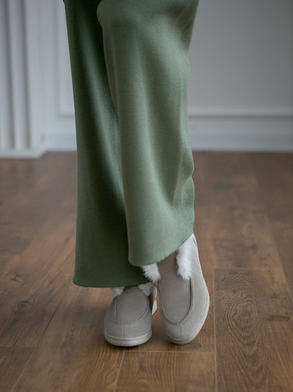 Casual High Neck Knitted Two Pieces Women Suits