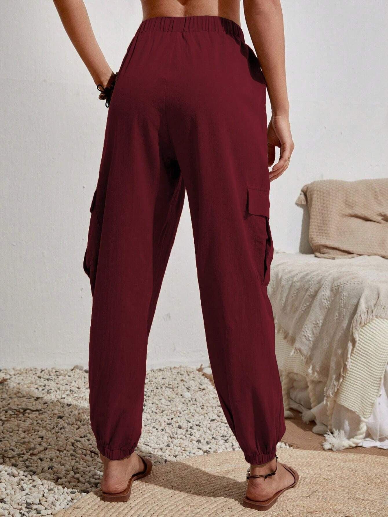 Casual Women Pockets Trousers