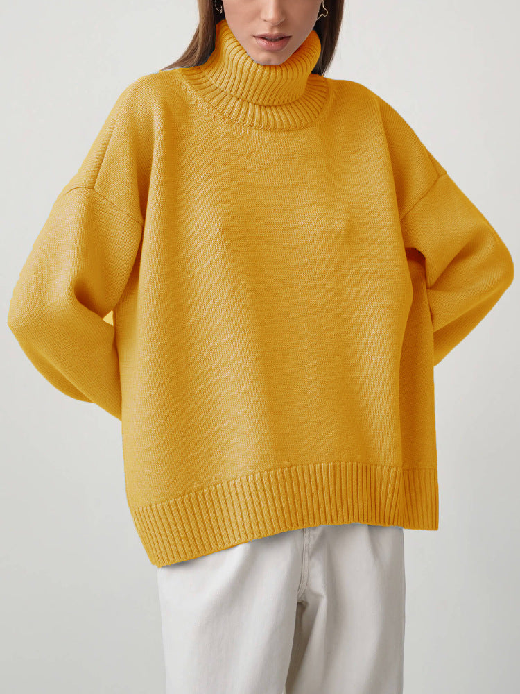 Fashion High Neck Knitted Pullover Sweaters for Women
