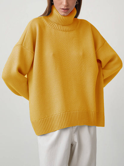 Fashion High Neck Knitted Pullover Sweaters for Women