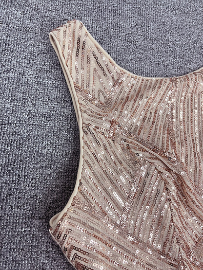 Sexy Rose Golden Mermaid Evening Party Dresses