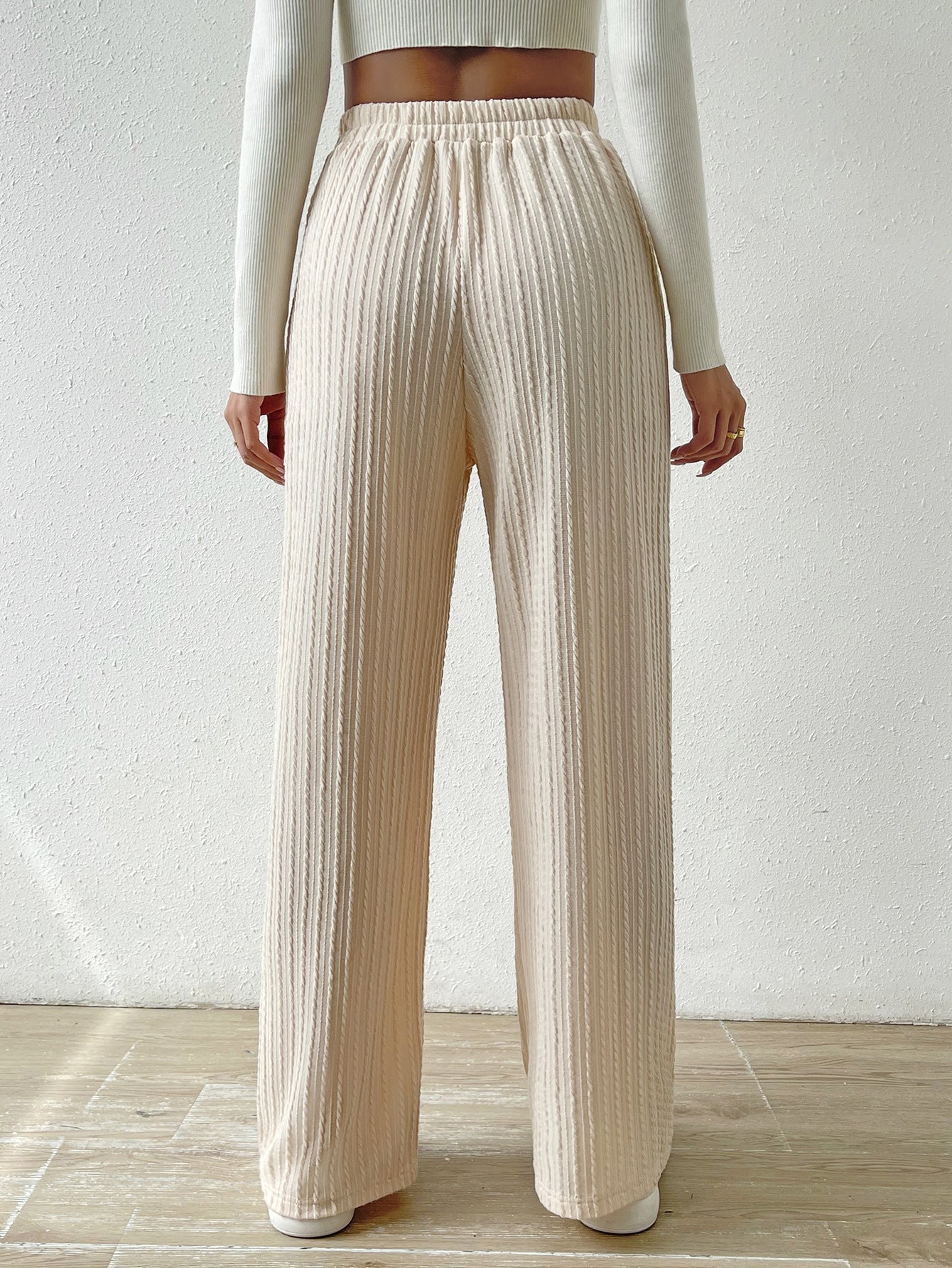 Casual Elastic High Waist Wide Legs Pants for Women