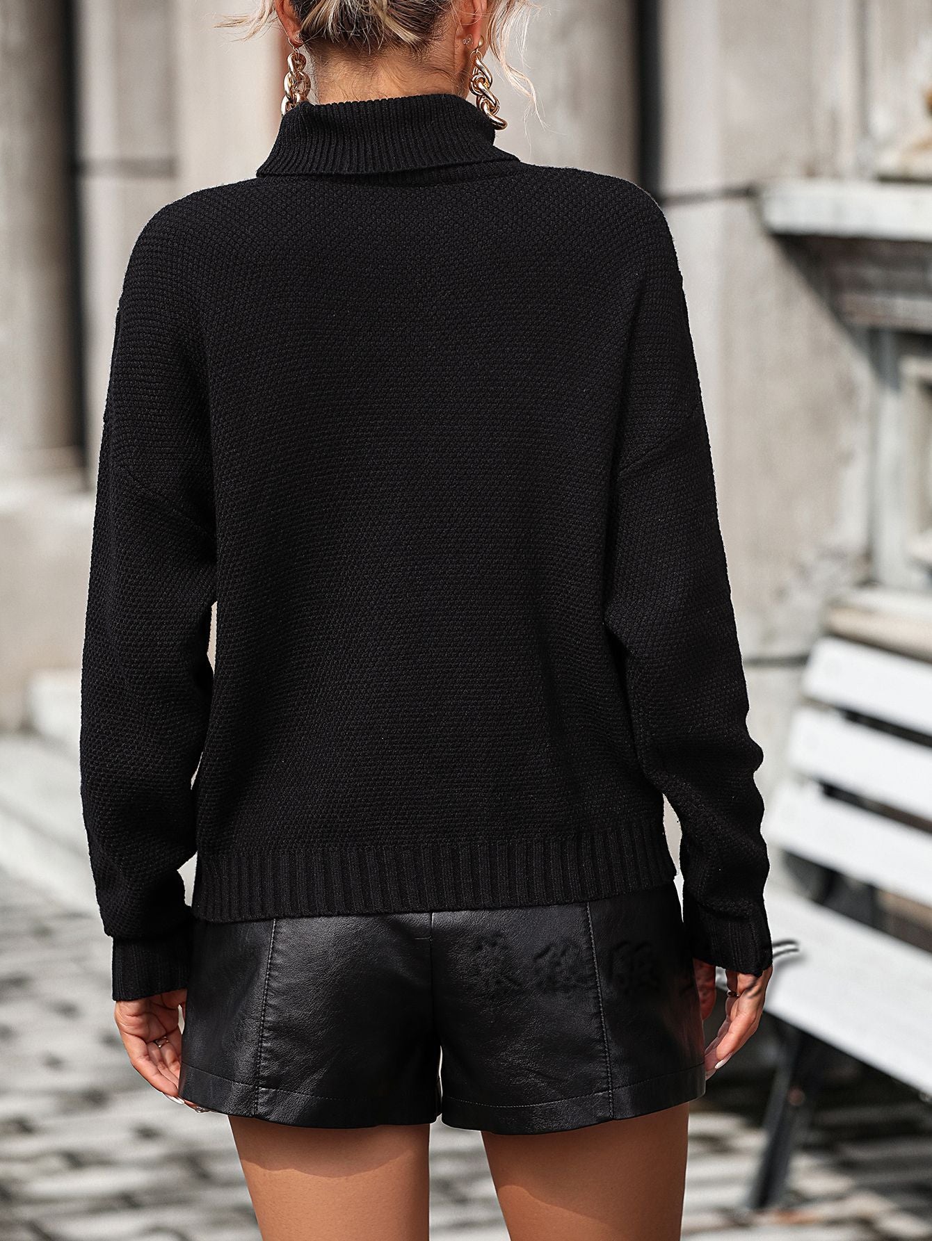 Fashion Tassels Knitted Turtle Neck Sweaters for Women
