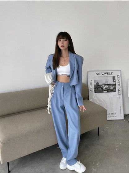 Fashion Short Blazers & High Waist Pants Suits