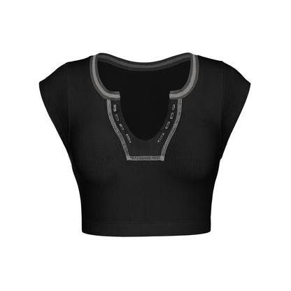 Sexy Designed Midriff Baring Knitted T Shirts