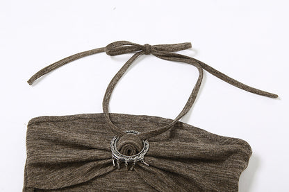 Fashion Sleeveless Brown Short Tank Tops