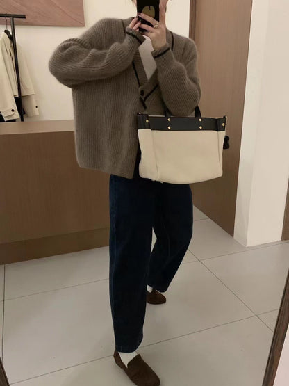 Casual V Neck Knitted One Button Sweater Cardigans
