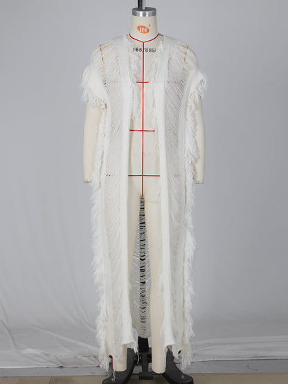 Fashion Tassels Knitted Hollow Out Women Coats