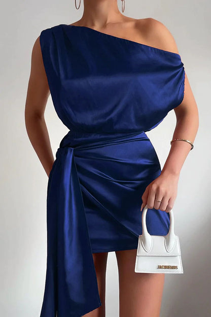 Sexy One Shoulder Sleeveless Irregular Mini Party Dresses