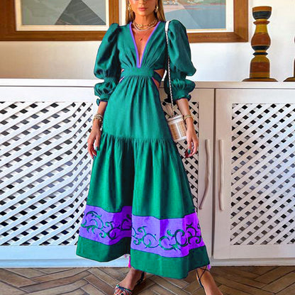Fashion V Neck Long Sleeves Fall Dresses