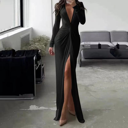 Sexy V Neck Long Sleeves Sheath Dresses
