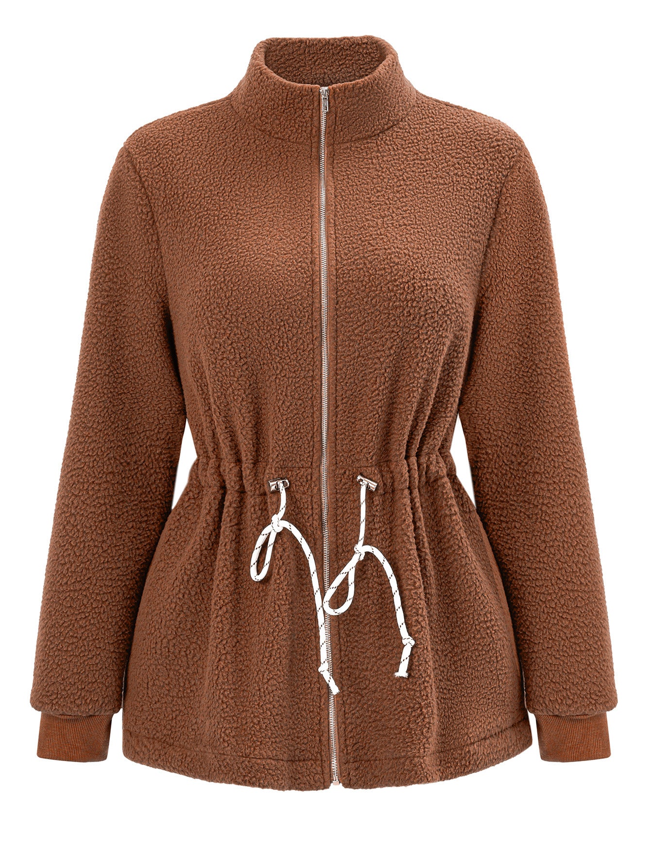 Casual Stand Collar Long Sleeves Velvet Coats