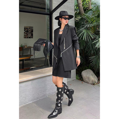 Designed Fashon Zipper Blazer Coat