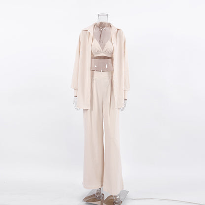 Casual 100% Cotton There Pieces Women Suits
