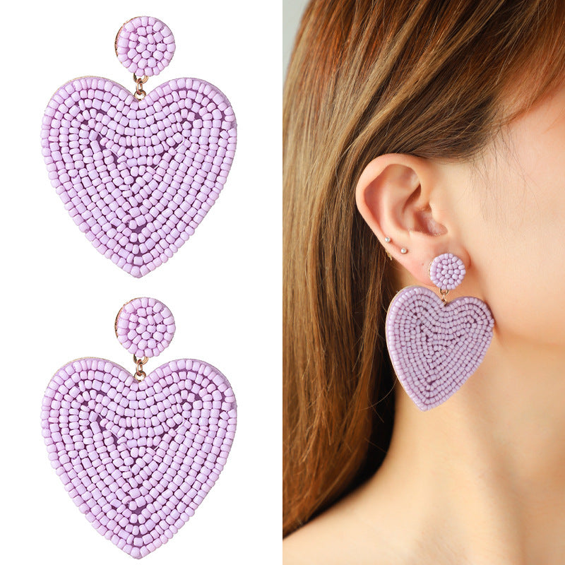 Fashion Beaded Heart Design Earrings