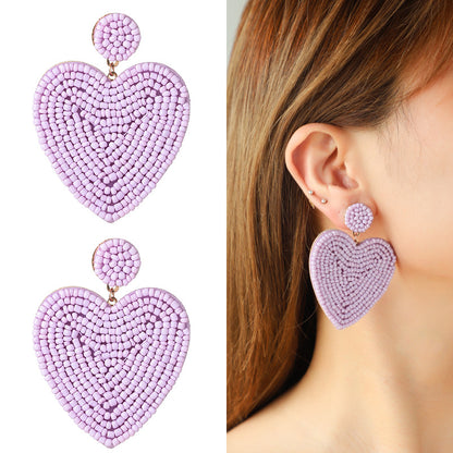 Fashion Beaded Heart Design Earrings