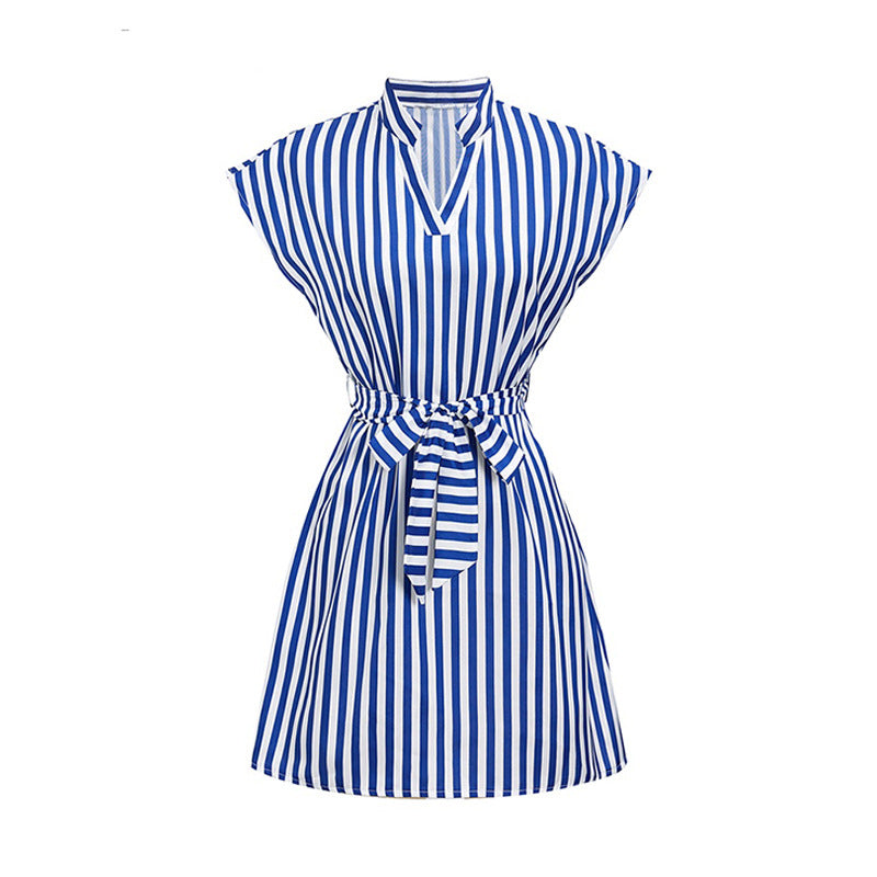 Casual Sleeveless Striped Mini Dresses