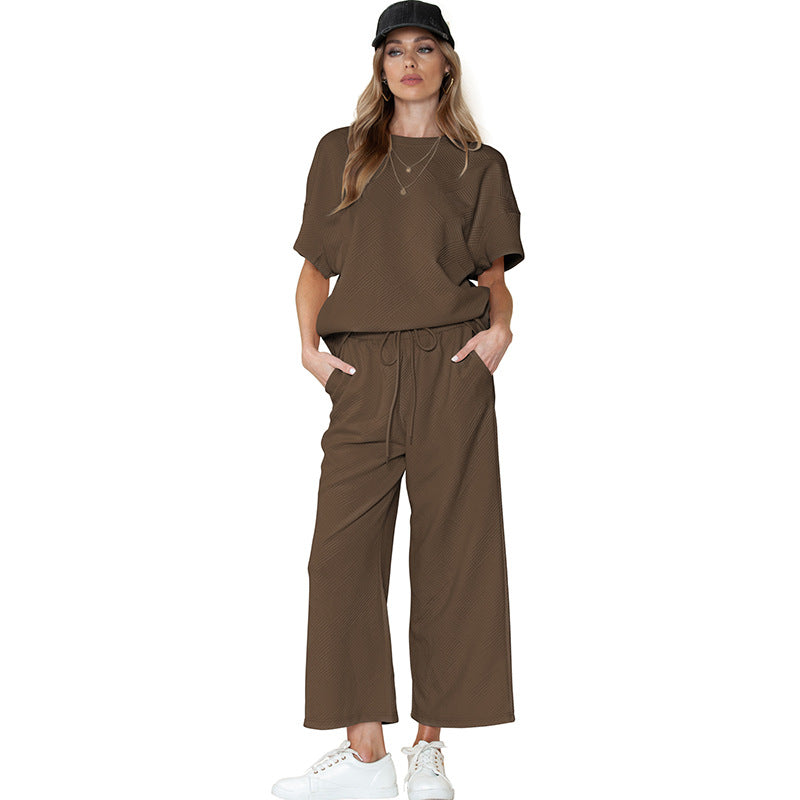 Casual Summer Drawstring Two Pieces Women Suits