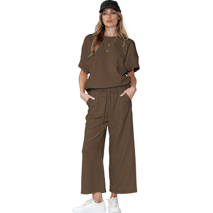 Casual Summer Drawstring Two Pieces Women Suits