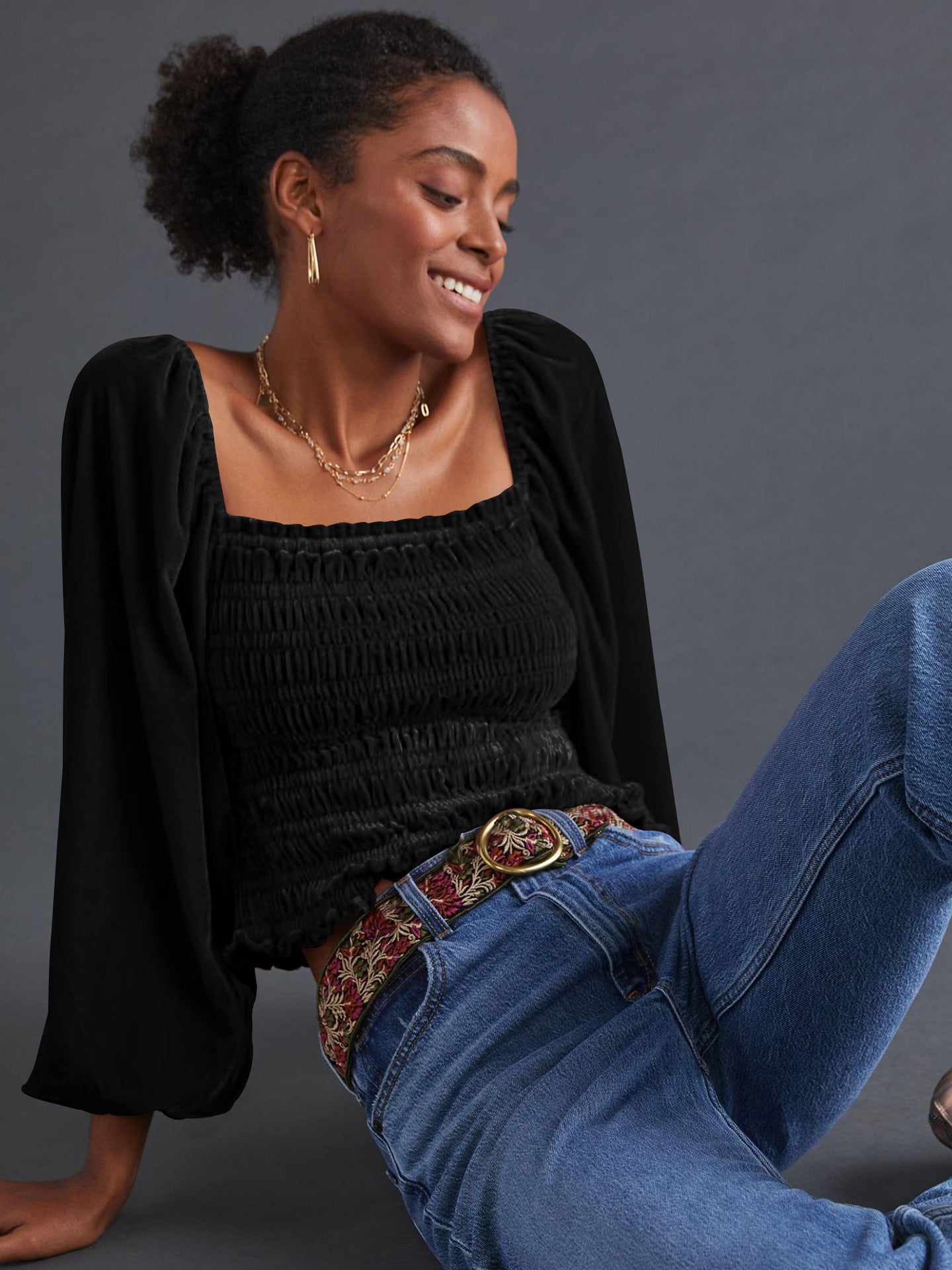 Elegant Designed Velvet Long Sleeves T Shirts