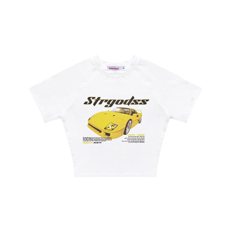 Sexy Sports Car Design Short Sleeves T Shirts for Girls