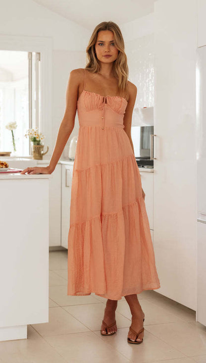 Casual Summer Spaghetti Straps Sleeveless  Long Dresses