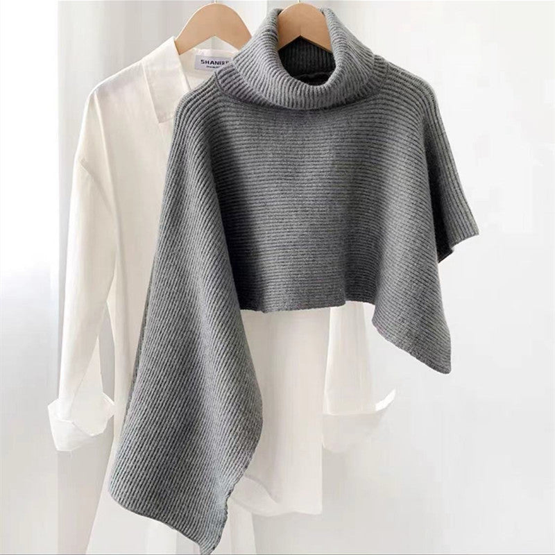 Fashion High Neck Knitted Cloak Scarves