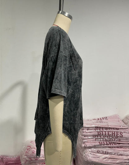 Designed Irregular Short Sleeves T Shirts