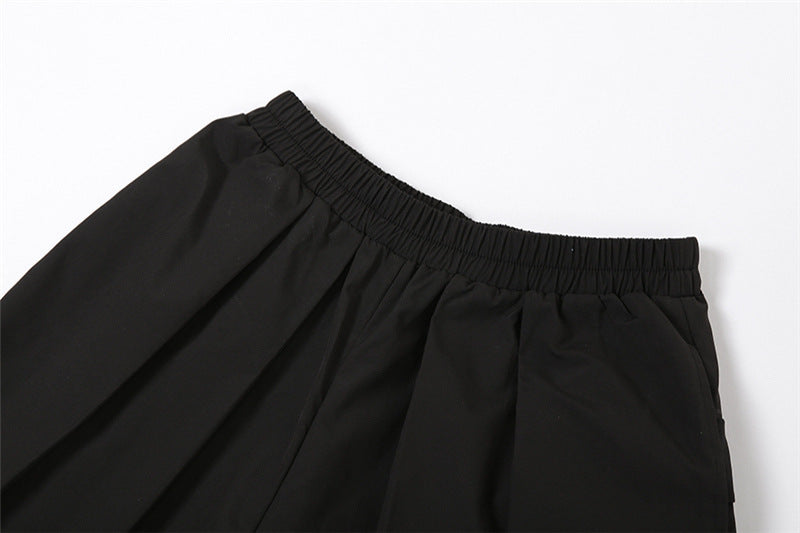 Casual High Waist Summer Black Wide Legs Pants