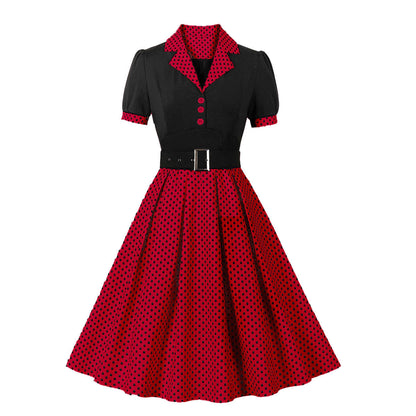 Vintage Polk Dot Short Sleeves Dresses