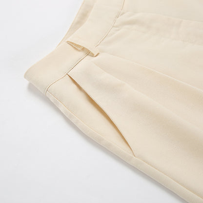 Ivory Cotton Linen Sleeveless Vest and Shorts Suits