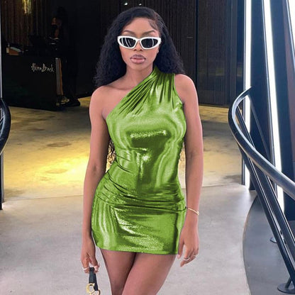Sexy One Shoulder Sleeveless Sheath Mini Dresses