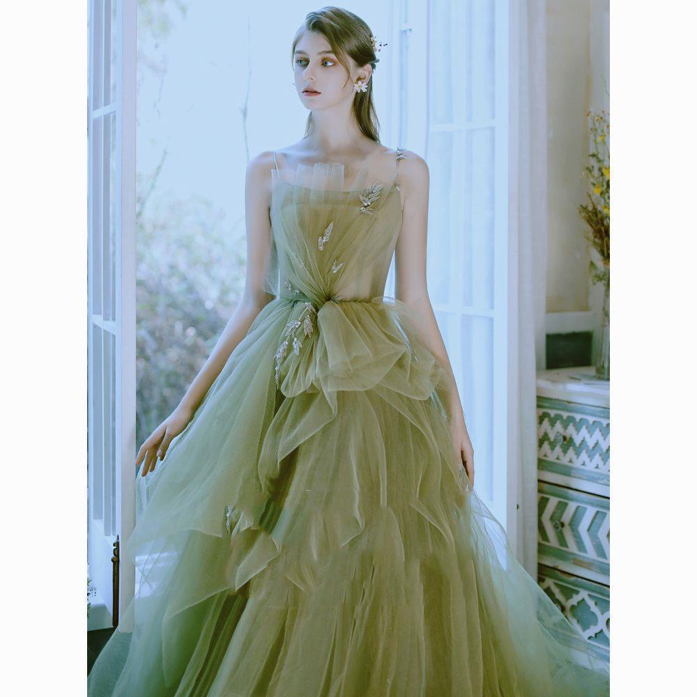 Fairy Light Green Evening Dresses