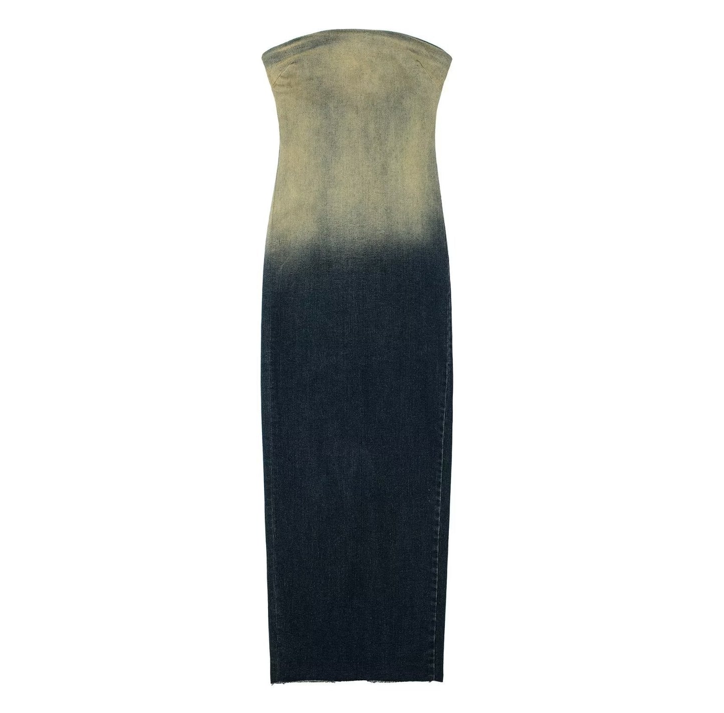 Sexy Back Zippered Strapless Denim Dresses