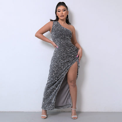 Sexy Fashion One Shoulder Sleeves Party Dresses
