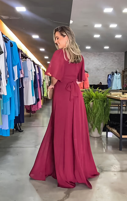 Fashion Chiffon V Neck Long Maxi Dresses