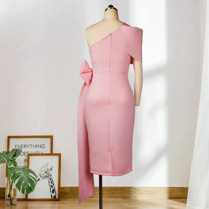 Sexy One Shoulder Bowknot Sheath Party Dresses